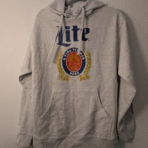 Miller Lite Gray Hoodie Sweatshirt